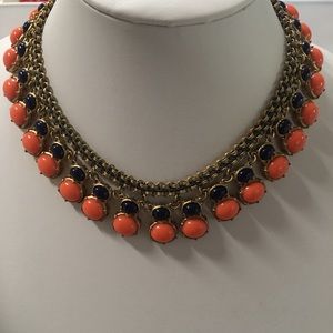 Bohemian Style Coral and blue Statement Necklace